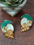 Dual tone copper earring with MOP and peacock