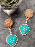 Copper earrings with beautiful inlay work