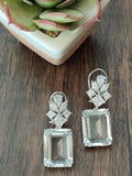 Rectangular doublet earrigns with CZ studs