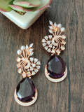 Mauve doublet earrings on rose finish