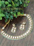 Delicate square uncut kundan set with onyx beads edging
