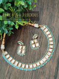 Delicate square uncut kundan set with onyx beads edging
