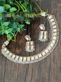 Delicate square uncut kundan set with onyx beads edging