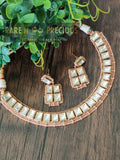 Delicate square uncut kundan set with onyx beads edging
