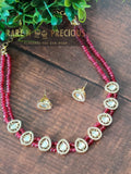 Delicate 2 layers beads necklace with kundan accents
