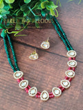Delicate 2 layers beads necklace with kundan accents