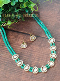 Delicate 2 layers beads necklace with kundan accents
