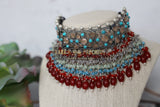 German silver choker set with stones & beads
